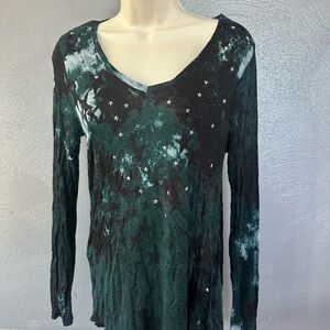 Rock & Republic Dark Green Tie-Dye Shirt